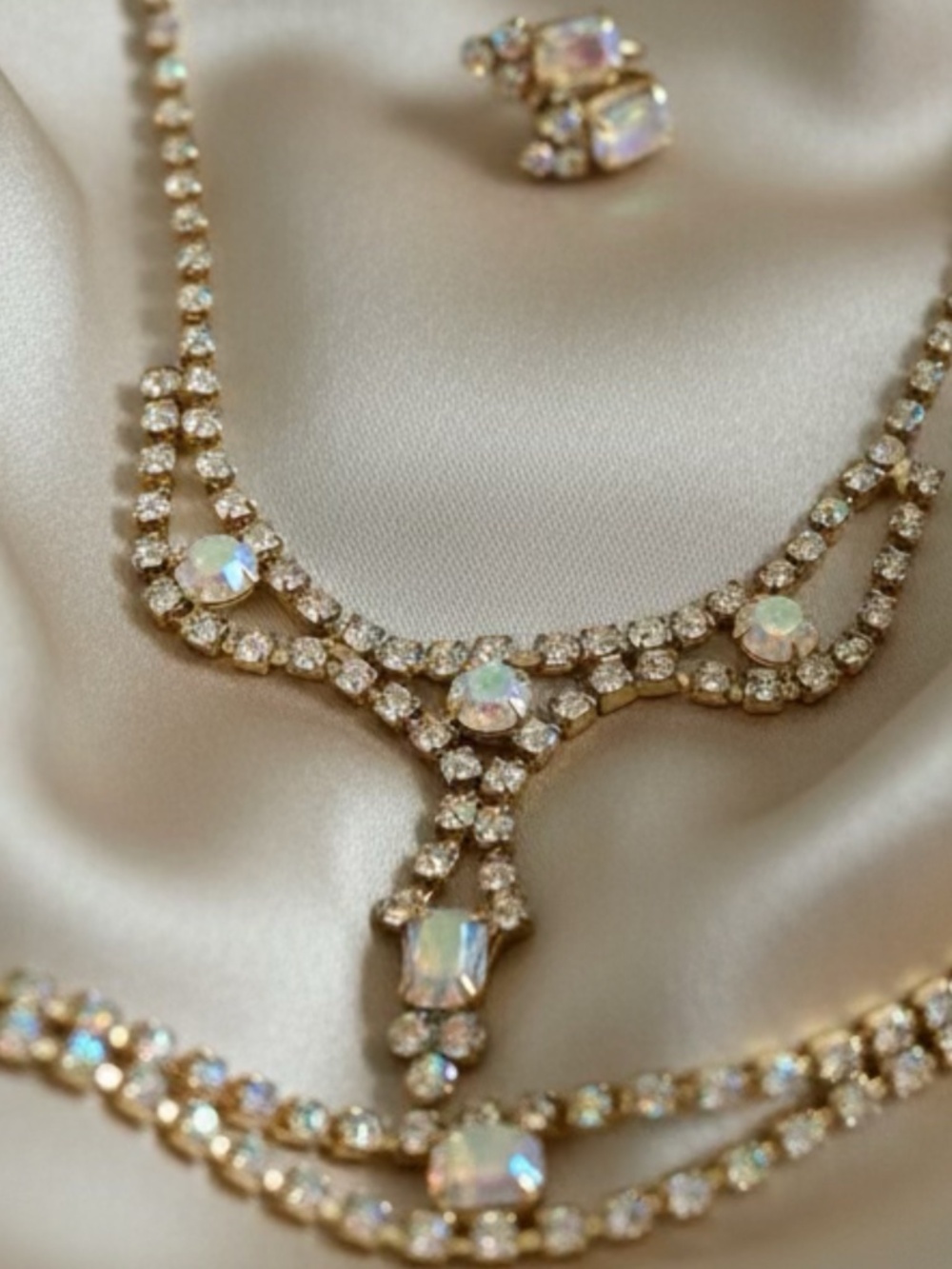 MCM Vintage Aurora Crystal Necklace, Bracelet and Earring Coordinating Set
